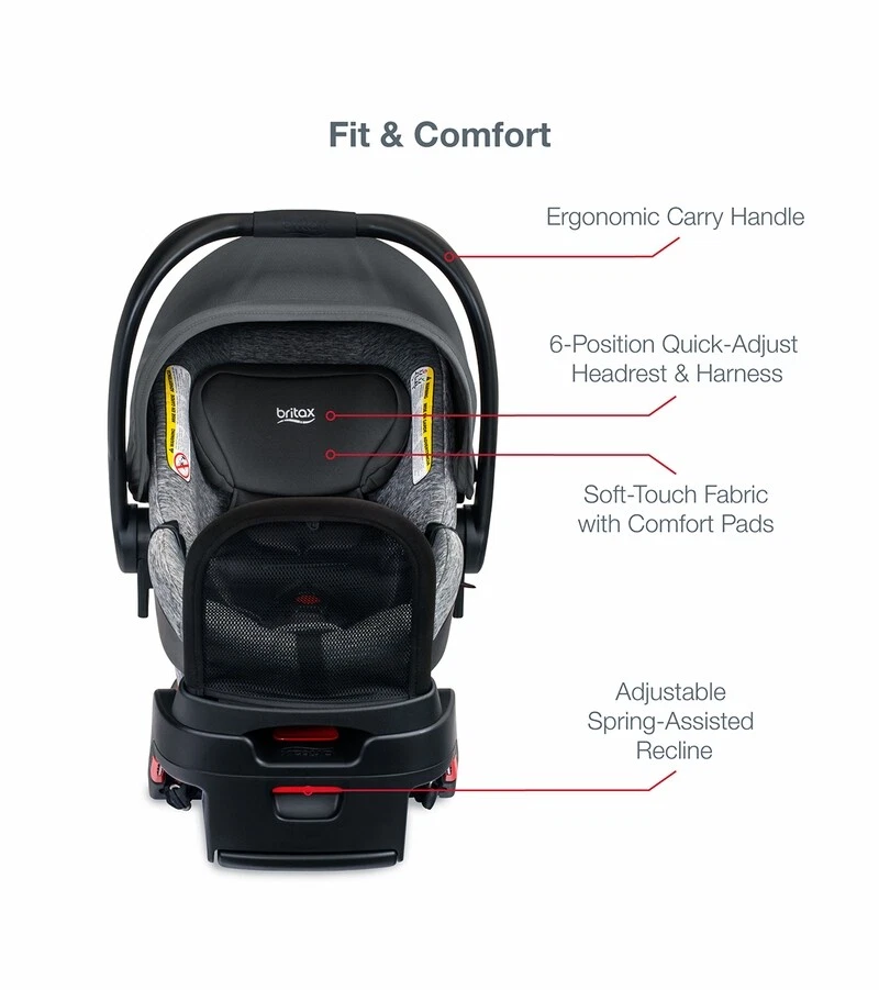 Britax B-Free Premium & B-Safe Gen2 FlexFit+ Travel System - Clean Comfort Black - Image 4 of 4