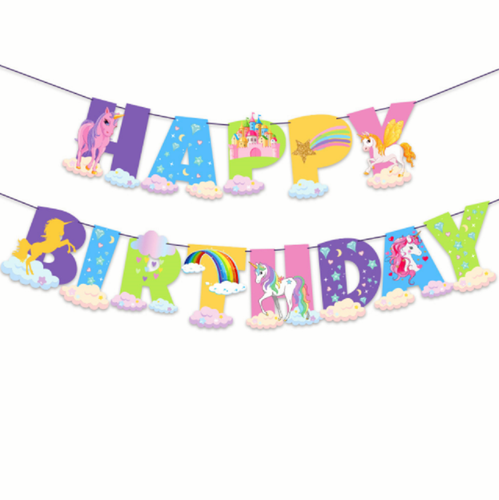 Unicorn Rainbow My Little Pony Birthday Party Bunting Flag Hanging Banner Decor - Picture 2 of 3