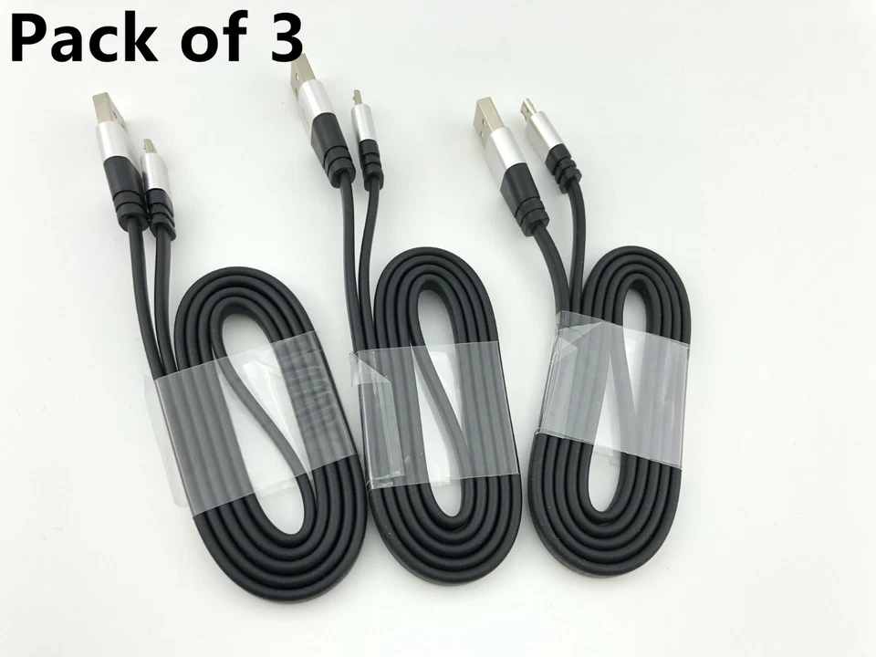 Paquete de 3 cables de carga rápida micro USB de 3 pies cable de carga rápida para Samsung LG Foto 3 de 4