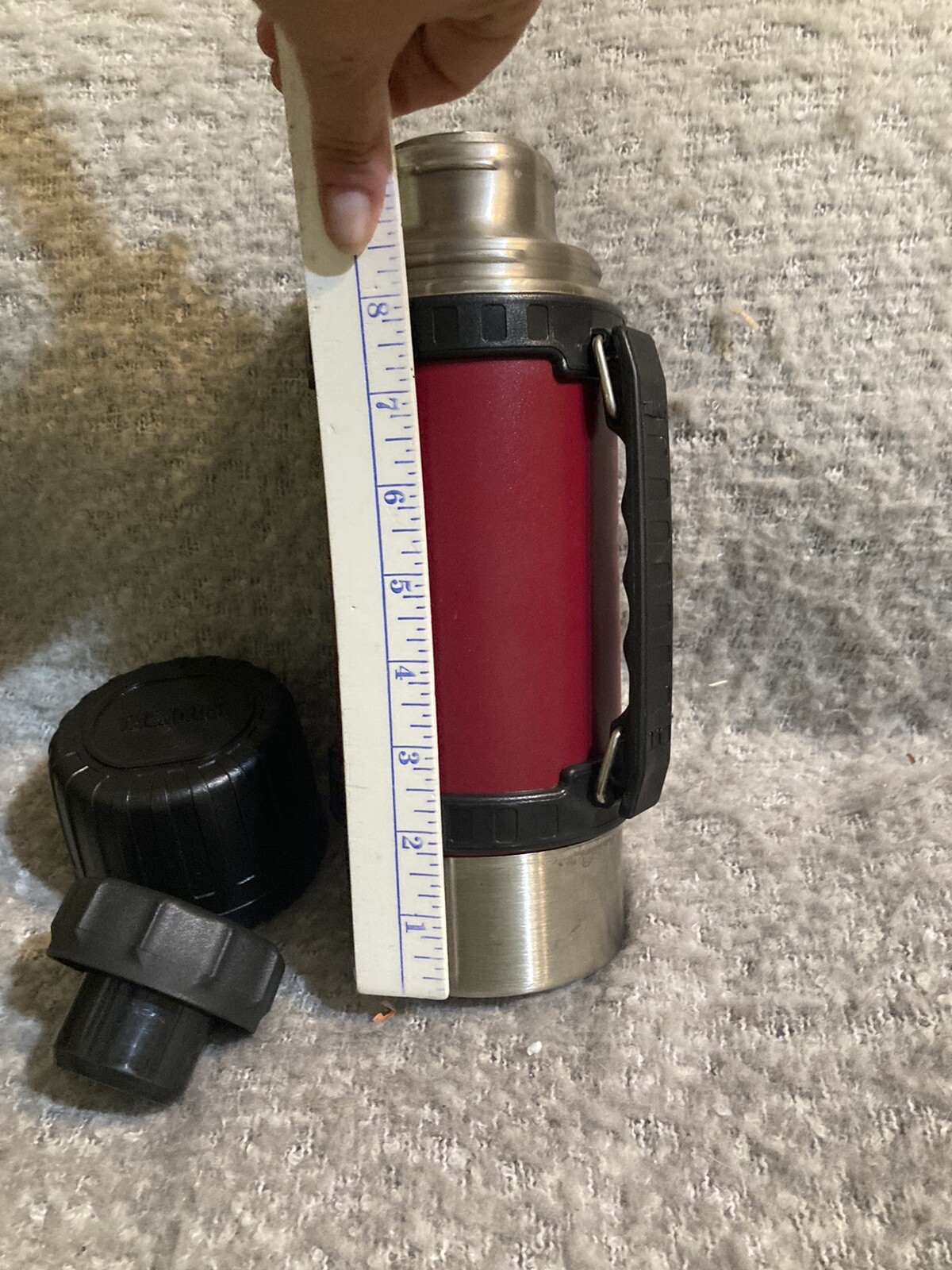 Vintage Thermos Vacuum Bottle Stopper No 781 VGC 1.03 QT .99 Liter Burgundy USA