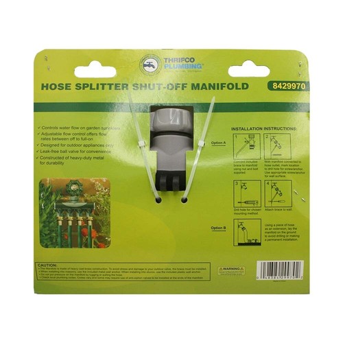 Thrifco 8429970 4-Way Garden Hose Manifold / Splitter with Shut-Off Valves- Zinc - Picture 7 of 7