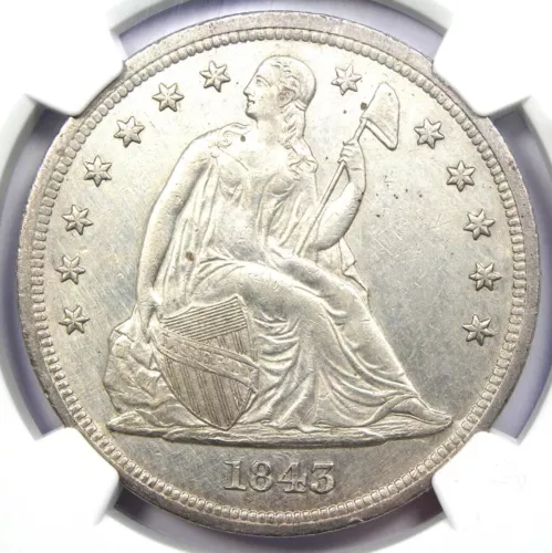 1843 Seated Liberty Silver Dollar $1 - NGC Uncirculated Detail (UNC MS) - Rare