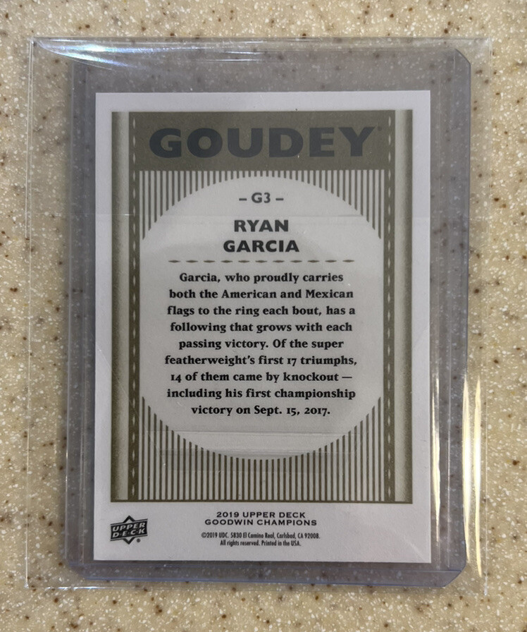 RYAN GARCIA ✨ROOKIE✨CARD 2019 UPPER DECK 💎PURPLE/GOLD PARALLEL (GOUDEY’S) - Picture 2 of 2