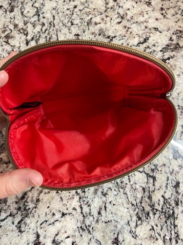 Guess Monogram Cosmetic Pouch Red Interior Zipper Closure - Picture 3 of 7