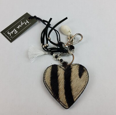 Myra Bag Hair On Fur Heart Leather Key Chain Fob