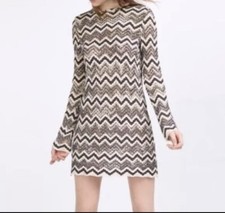 Zara Knit Chevron Dress, Size M