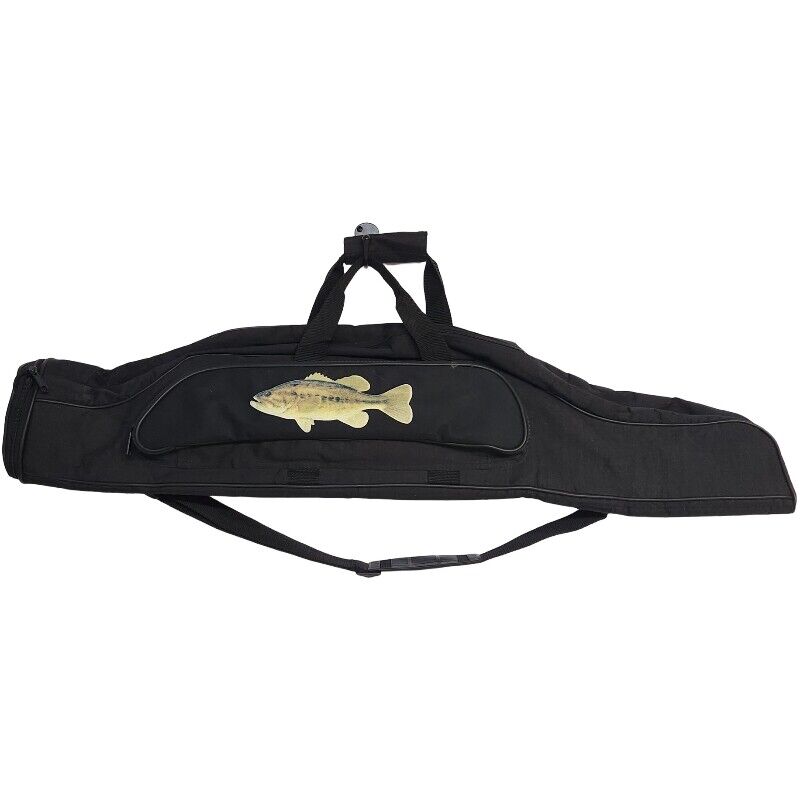 Fishing Rod & Reel Travel Bag Black with Bass On the Side