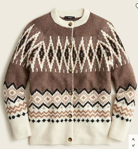 NWT J Crew Fair Isle Diamond Cardigan 