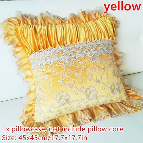 1X Velvet Cushion Throw Pillow Case Cover Splice Lace Frill Car Sofa Luxury Chic - Picture 17 of 21
