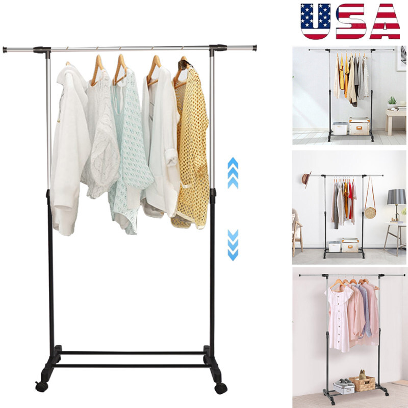 Telescopic Single Pole Clothes Hanger Drying Hanging Large Laundry Rack