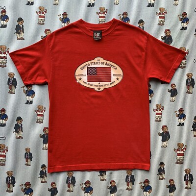 Vintage American Flag Shirt M Red 90s USA Patriotic Washington DC