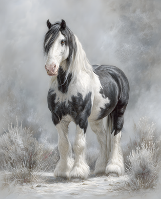 #ad 8x10 Black White Draft Horse Winter Art Print 884960257 $6.95