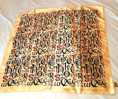 Scarf Celtic Alphabet - Inspired by the Book of Kells, 26''x26'', Great Condition