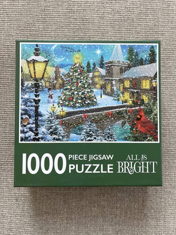 All Is Bright 1000 Piece Christmas Puzzle 27.5”x19.7” Open Box - Complete Set.