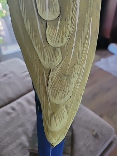 Vtg Lg Leather Hand Painted Parrot On Wood Stand Mexican Folk Art Handmade - Picture 4 of 17