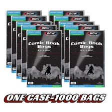 COMIC BOOK BAGS -  1000 BCW Current/Modern Resealable Comic Book Bags