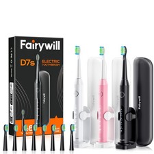 Fairywill Electric Toothbrush Rechargeable With 8 Brush Heads 5 Modes Timer Case