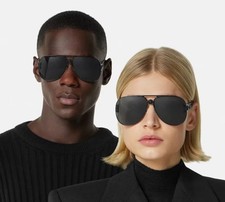 Versace Medusa Biggie Sunglasses Matte Black Metal Frame Dark Gray Lens 0VE2255