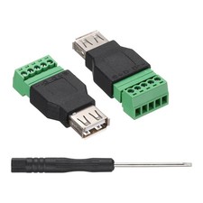 2 Pcs USB 2.0 A Female Plug to 8 Pin Screw Terminal Connector Adapter Black