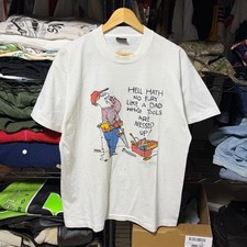 Vintage 90s Screen Stars Best Funny Dad Graphic Tee White XL Made in USA