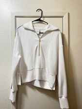 VARLEY Woman  s Davenport Half Zip Double Soft White With Black Trim Gold Zip XS