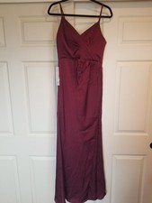Azazie Macie Stretch Satin Dress Cabernet Size A8