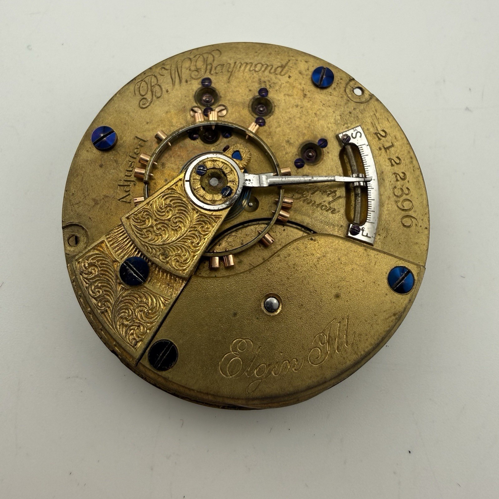 ELGIN B.W. Raymond Pocket Watch Movement Grade 70 18s 15j - For Parts / Repair
