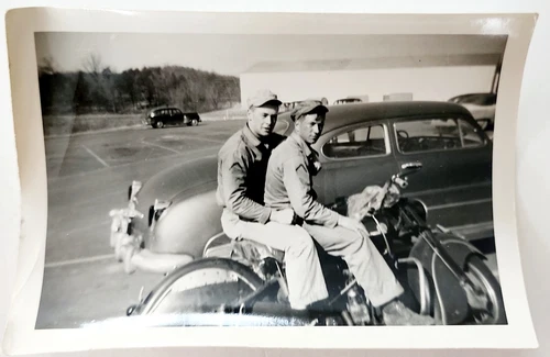 c1940-50s Original Korean War Cold War Photo Indian Motorcycle WW2 Vintage