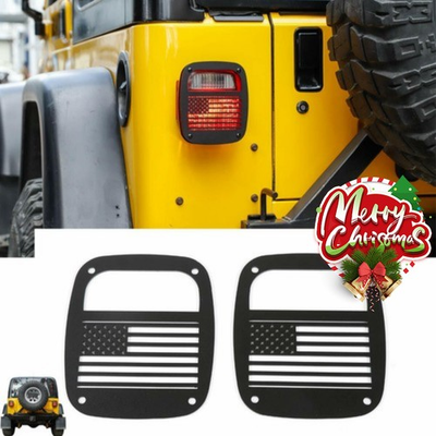 #ad Tailight Protector Cover US Flag Never Rust For 1997 2006 Jeep Wrangler YJ TJ 2 $20.99