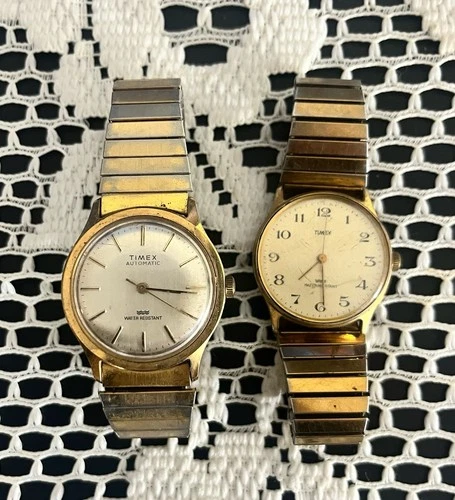 Vintage Timex Men Watches Gold Tone Untested