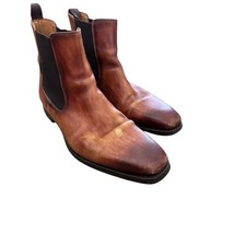 MAGNANNI Men's Brown Leather RILEY Cognac Chelsea Boots Size 7.5M