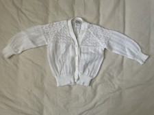 Vintage 80er Jahre wei&szlig;e Pointelle Strickjacke (Artflo, Alter 2 / 92 cm)