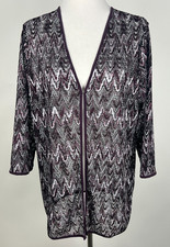  NWT CHICO'S Easywear 3/4sl 'Chic Chevron Lace Novelty Jacket'- 2 12 Burgundy