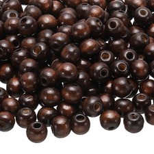300Pcs Natural Wooden Beads for Crafts Brown 11 x 12mm 4mm Hole 