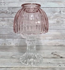 Vintage Fairy Lamp LE Smith Pink & Clear Pressed Glass 