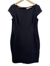 M.M. LaFleur Black Cap Sleeve Work Sheath Dress Size 12 Career Minimalist