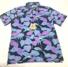 NEW Chubbies Mens "The Fluorescent Funk" Golf Performance Polo Shirt Size LARGE