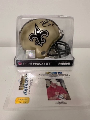 Drew Brees Autographed With COA Gold Mini Helmet New Orleans Saints