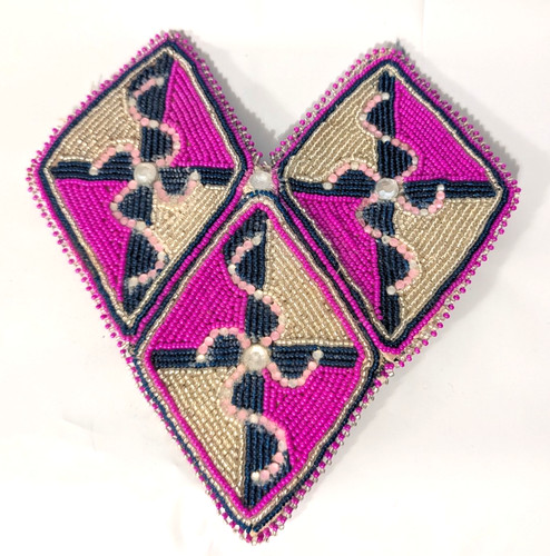 Native American Seed Beaded Hand Stitched Medallion Patch Rosette