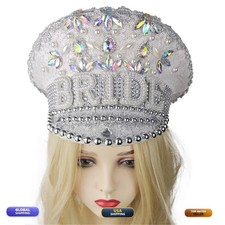 VIESSLG Handmade Glitter Bride Hat Diamond Sequin Bachelorette Party - B6 Medium