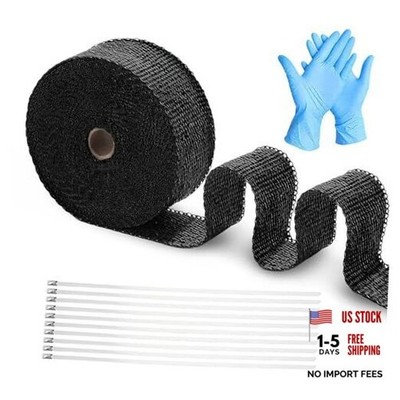  2'' x 16' Black Exhaust Heat Wrap Roll for Motorcycle, Basalt Fiber Header 
