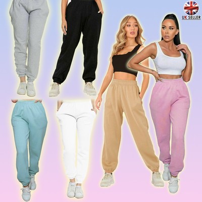 i-Smalls Damen Fleece Jogginghose Bündchen Hose Oversize Hose