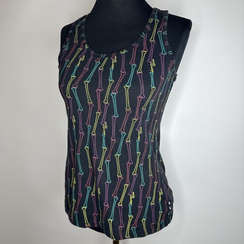 Vintage Emily The Strange Graphic Racer Tank Top Gr. M Black Bones Y2k 2000s Goth - Bild 4 von 11