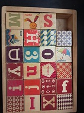 B. Two Four Wooden 23 Blocks Alphabet Number Picture Toys Kids Maroon Blues ABC