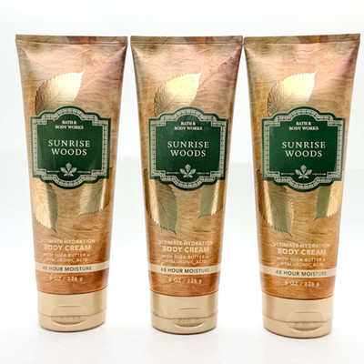 3-Pack Bath & Body Works SUNRISE WOODS Hyaluronic Acid Body Cream 8 oz