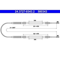 ATE 24.3727-0343.2 Seilzug Feststellbremse Hinten FüR CitroëN Fiat Peugeot