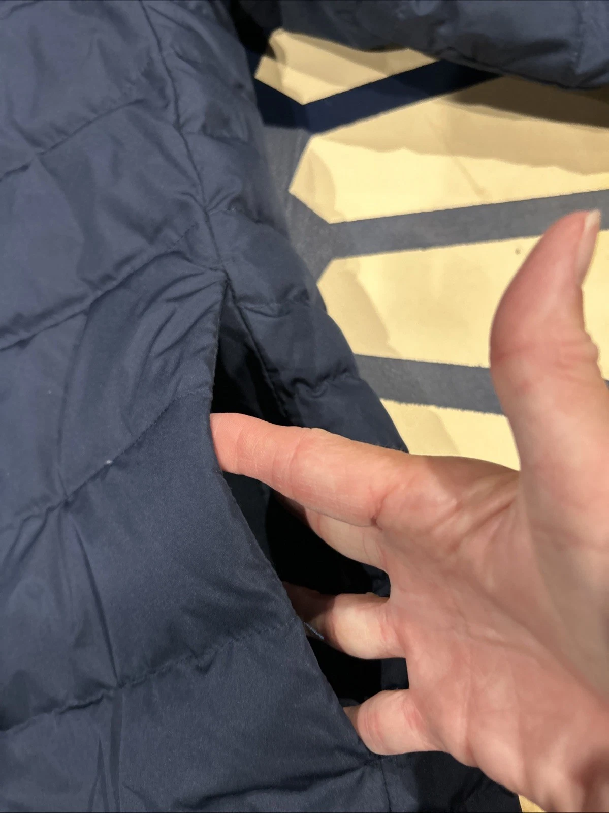 Lands End Down Fill Blue Puffer Jacket Men's L Full Zip, Pockets, Outdoors image 2