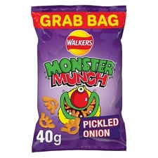 Walkers Monster Munch Pickled Onion Snacks Grab Bag Crisps 35x40g