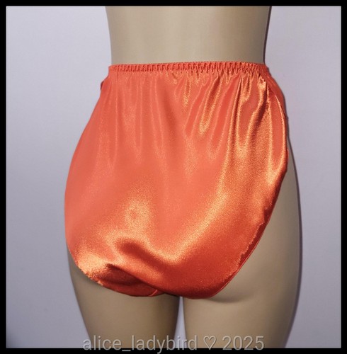 Vintage 70s GLOSSY Liquid SATIN Hi-Cut PANTIES Shiny BRIEF Orange Disco Tall L/7