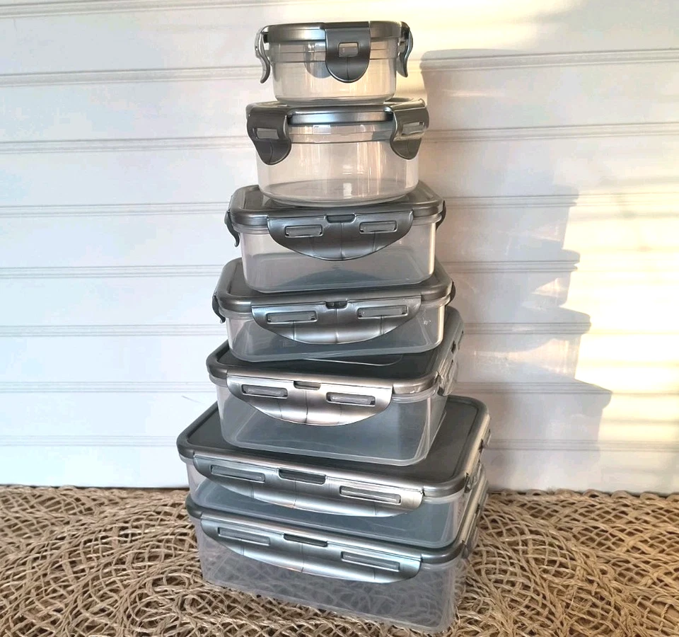 Lock n Lock Container Set/13 PLATINUM Grey, Leftovers Lunch Food Prep, NEW - Image 3 of 4